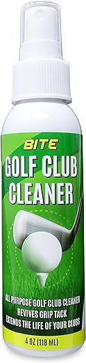 Bite Golf Club and Grip Cleaner | Keeps Clubs, Irons, and Drivers Clean | Use With Cloth, Brush, or Bottle Brush Refill | Restore Grip Tack
