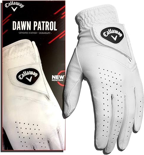 Callaway Golf Women's Dawn Patrol Leather Golf Glove, Worn on Right Hand, Small , White