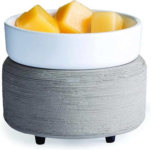CANDLE WARMERS ETC 2-in-1 Candle and Fragrance Warmer for Warming Scented Candles or Wax Melts and Tarts with to Freshen Room, Gray Texture