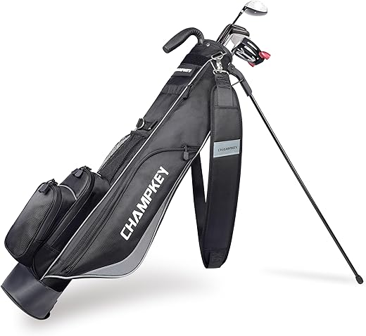 CHAMPKEY Premium Sunday Bag with Stand and Strap - Professional Pitch and Putt Lightweight Golf Bag for The Driving Range, Par 3 and Executive Courses