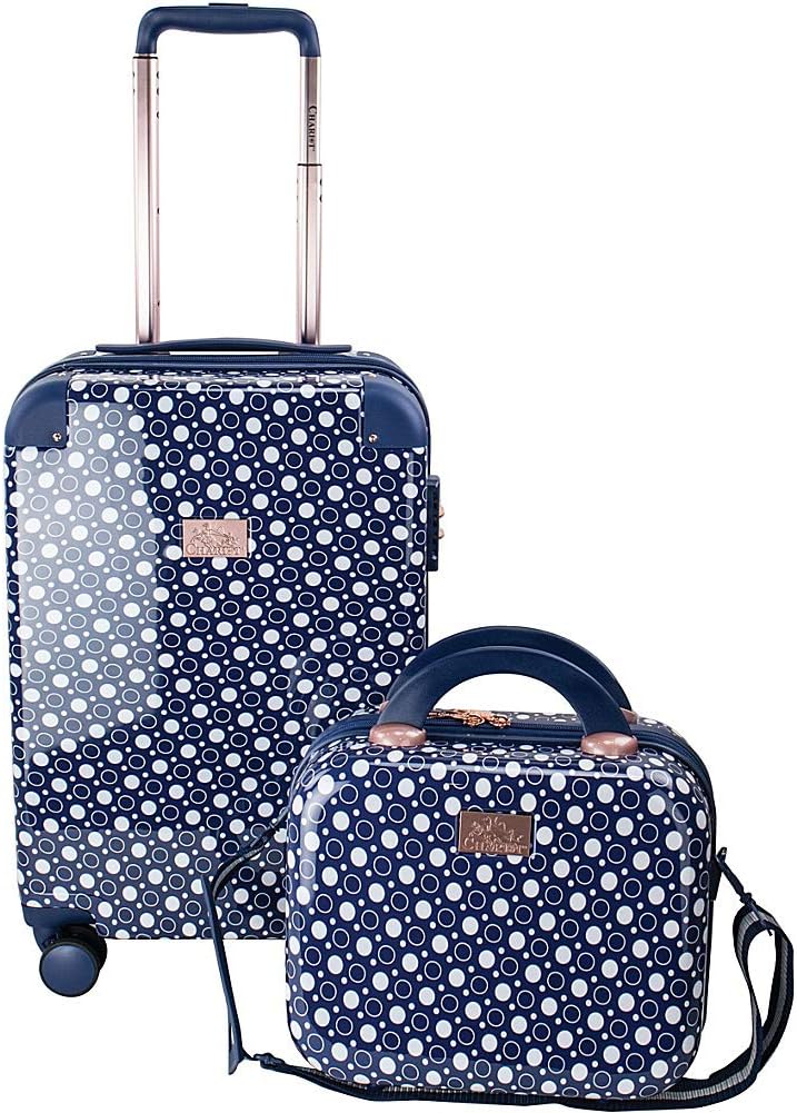 Chariot 2-piece set Hardside Expandable Carry On Luggage With Matching Beauty Case (Dotty)