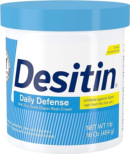 Desitin Daily Defense Baby Diaper Rash Cream with Zinc Oxide to Treat, Relieve & Prevent diaper rash, Hypoallergenic, Dye-, Phthalate- & Paraben-Free, 16 oz (Pack of 2)