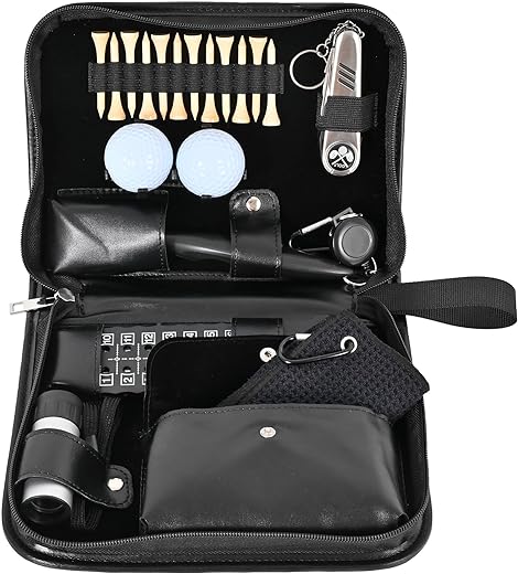 Flyroom Golf Gifts for Men and Women,Golf Gifts Accessories Set Including Luxury Leather Case, Golf Balls,Golf Ball Clamp, Rangefinder, Golf Towel,Golf Tees, Brush,Multi-Functional Knife, Scoreboard