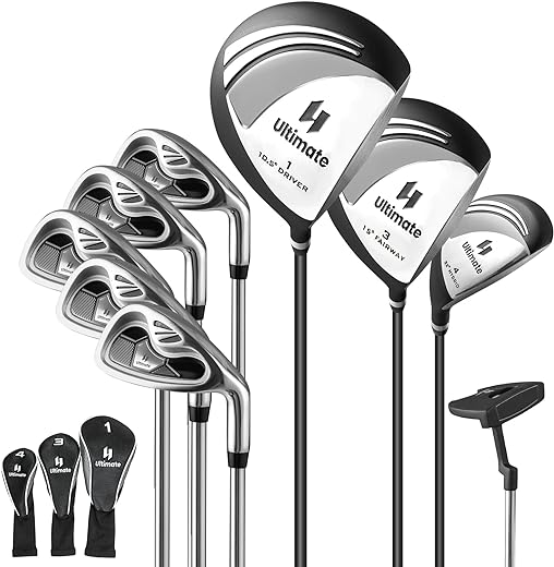 Goplus Complete Golf Club Set for Men, 9 Pieces Golf Clubs with #1 Driver, 3 Fairway, 4 Hybrid, 6 & #7 & #8 & #9 & #P Irons, Putter, Head Covers, Suitable for Men Right Handed