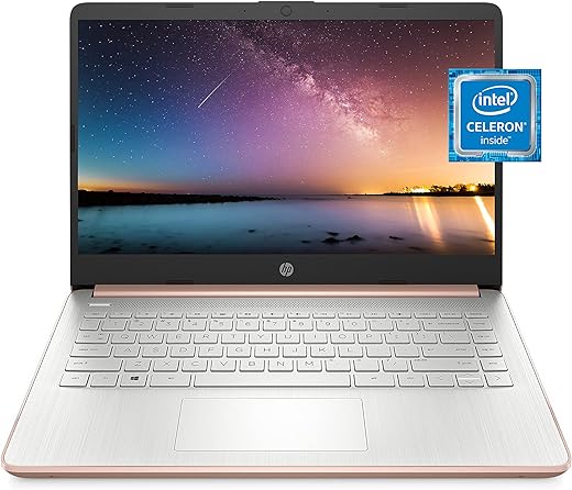 HP 14 Laptop, Intel Celeron N4020, 4 GB RAM, 64 GB Storage, 14-inch Micro-edge HD Display, Windows 11 Home, Thin & Portable, 4K Graphics, One Year of Microsoft 365 (14-dq0030nr, 2021, Pale Rose Gold)