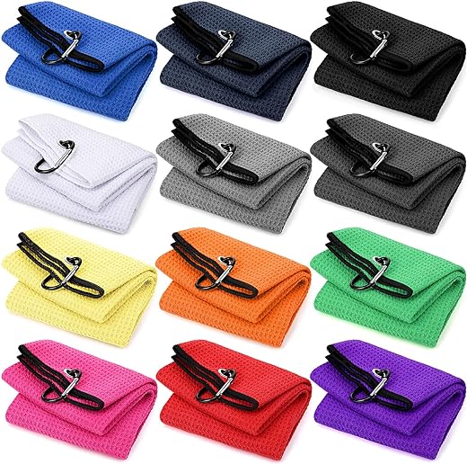 Moukeren Golf Towel - Microfiber Trifold 16x24 Inch with Heavy Duty Clip