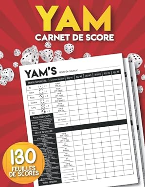 Yam: Carnet de scores: 130 Feuilles de Scores | Yams Grille de score | yahtzee bloc de marque. (French Edition)