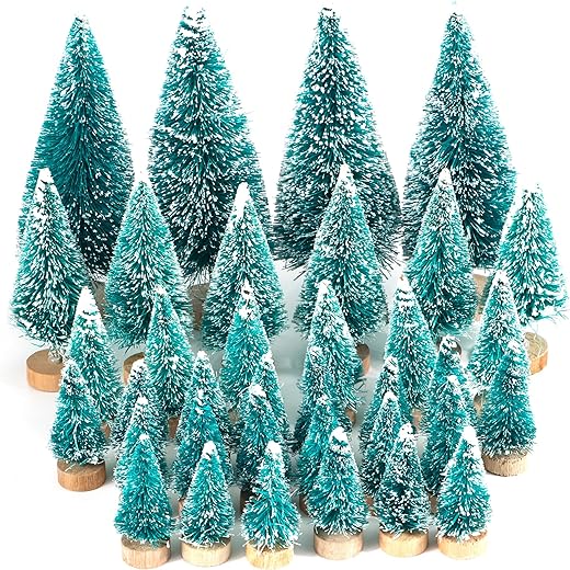 36 Pièces Mini Arbre de Noël,Sapin de Noël Artificiel,Mini Sisal Arbre de Table Vert pour Décoration de Maison de Fête de Noël Hiver Cadeau