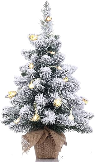 A-SZCXTOP Mini Arbre de Noël, Arbre de Bureau de Sapin de Noël de Neige avec Arbre de Noël Artificiel Couvert de Neige pour la décoration de Bureau à la Maison et au Bureau (50 cm)