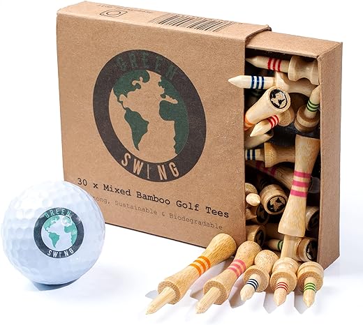 Green Swing Lot de 30 Tees de Golf en Bambou Différentes Tailles | Solides, durables et biodégradables