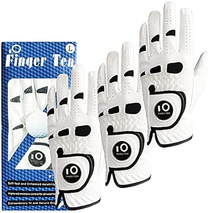 Lot 3 Gants Golf Homme Finger Ten