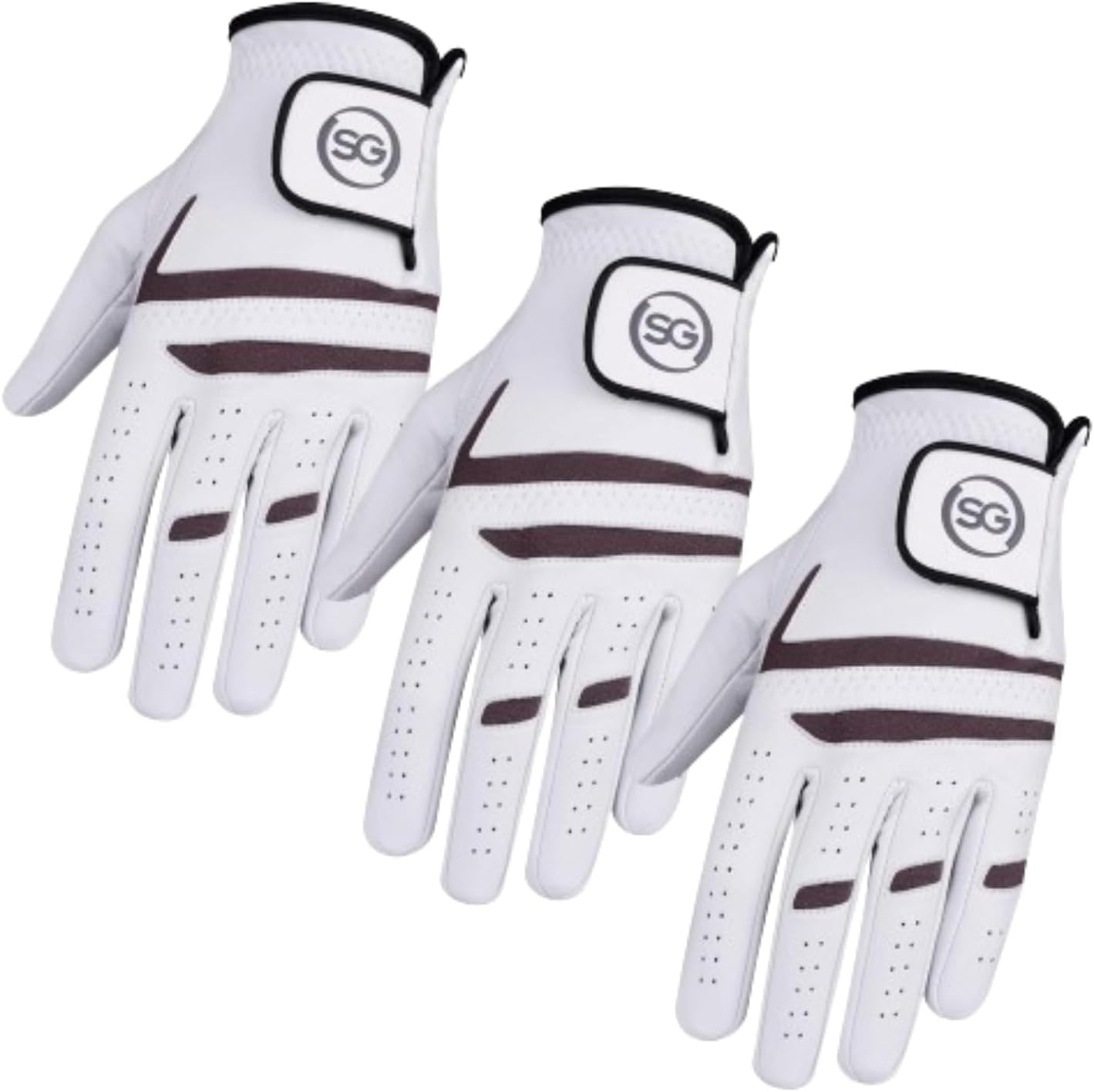 Lot de 3 gants de golf pour homme, 100 % cuir cabretta, doux au toucher et confortable, gaucher et droitier, adaptés à toutes les conditions météorologiques pour le golf et le tennis