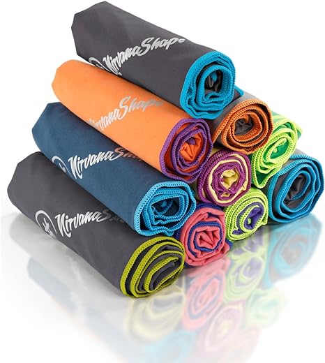 NirvanaShape ® Serviette Microfibre| Séchage Rapide, Légère, Absorbante | Serviette de Sport/Serviette de Bain de Voyage| Idéal pour Le Sport, Le Plein Air, la Plage, Le Camping et Le Sauna