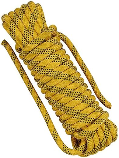 NorthPada 10mm 30 Mètre Nylon Corde d'escalade Statique Corde d'exploration de Grotte Corde de Rappel Corde de Sauvetage Corde de Bateau Ancre de Quai Lignes de tirage d'arbre Réfléchissant Jaune