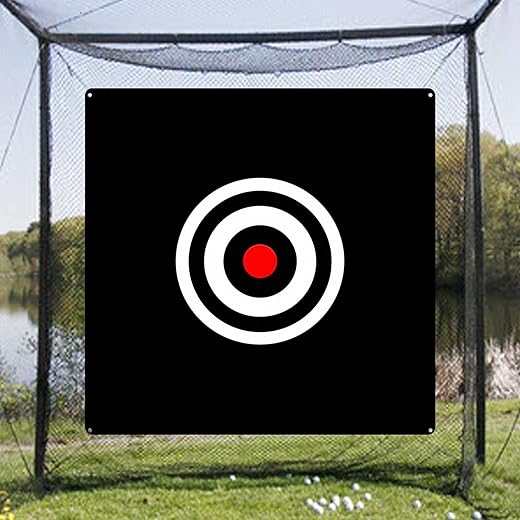 Tissu de Frappe de Golf Practice Hit Cloth Cible Antidévireur de Cercle Suspendu pour Golf Frapper Driving Range Filet Pratique Entraînement intérieur Cour extérieure 58 "x 59"