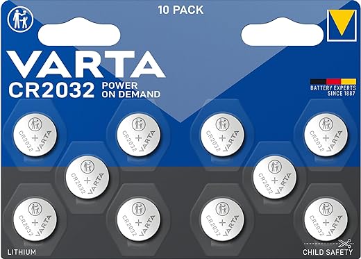 VARTA Piles Bouton CR2032, lot de 10, Power on Demand, Lithium, 3V, emballage sécurisé pour les enfants, pour appareils Smart Home, clés de voitures [Exclusif sur Amazon]