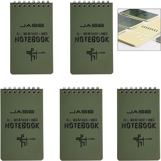 XLKJ Lot de 5 Carnet Etanche, Bloc Note Spirale pour Les Activités de Plein Air Records et Tactique