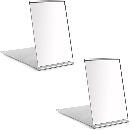 Redamancy 2Pcs Miroir de Poche, Miroir Voyage, 8,5 x 5 cm Miroir Portable, Petit Miroir de Poche, pour Les Voyages, Camping et Maquillage (3,35 * 1.96inch)