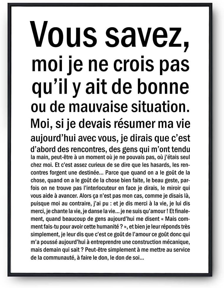 Affiche Bonne ou mauvaise situation | Poster Tableau Citation film Humour fond blanc pour décoration murale qualité papier Premium A4