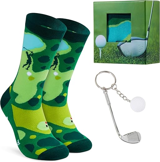 CityComfort Coffret Cadeau Golf pour Homme, Chaussettes avec Porte-clés Club et Balle de Golf - Cadeau Homme