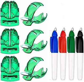 Dadabig 6 PCS Outil d'alignement de balles de Golf,Doublure de Balle de Golf Dessin Marquage avec 4Pcs Stylo de Ball de Golf,Vert