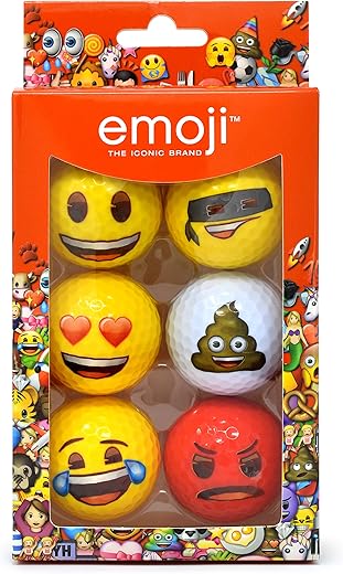 Emoji Official Novelty Fun Golf Balls - 6 Pack - Choose Your