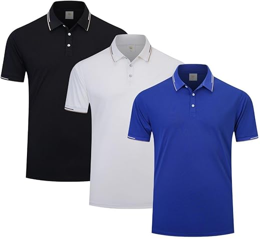 fovdtaa Lot de 3 polos de fitness à manches courtes pour homme - Haut de course à pied - Respirant - Évacuation de l’humidité - T-shirt d’entraînement actif