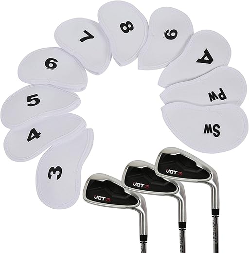 Fulenyi 10 housses clubs golf brodées pour club golf - Pour bois fer, hybri, couvre-tête pilote - Accessoire golf pour homme - Protégez vos clubs avec style