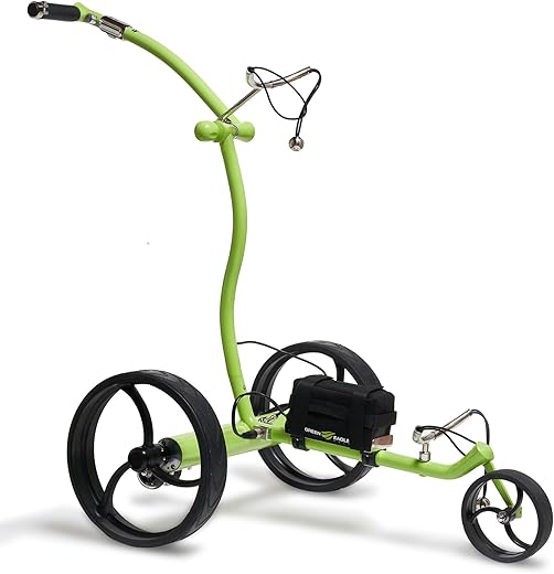 Green Eagle Golf - Terra Electric Golf Caddy Green - Acier inoxydable ultra léger et ultra fin - Batterie au lithium rechargeable - Télécommande - 36 trous - Entièrement accessoirisé - Livré avec sac