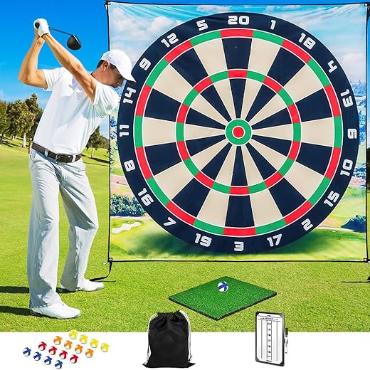 KBIBCK Casual Golf Game Set, Tapis D'entraînement de Golf, Ensemble de Jeu de Golf avec Club, Balles et Tableau D'affichage, Tapis de Golf pour l'intérieur l'extérieur Enfants Adultes