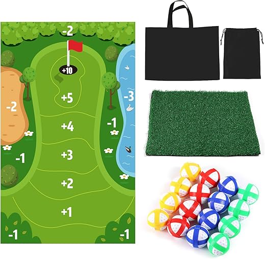 LUTER Ensemble de Jeu de Golf, 1.15x1.7m Tapis de Golf Interieur Lavable Jeu de Golf Battle Royale Jeu de Golf en Salle Jeu de Tapis de Golf Collant pour Adultes et Enfants de la Famille