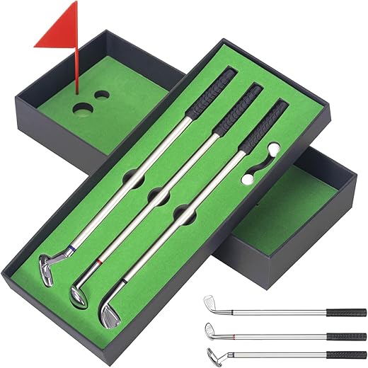 MumdoYAL Mini Golf，Cadeaux de Golf，Ensemble de stylos Golf，Golf Accessoire，avec Une boîte-Cadeau Noire, Cadeau pour Les Fans de Golf