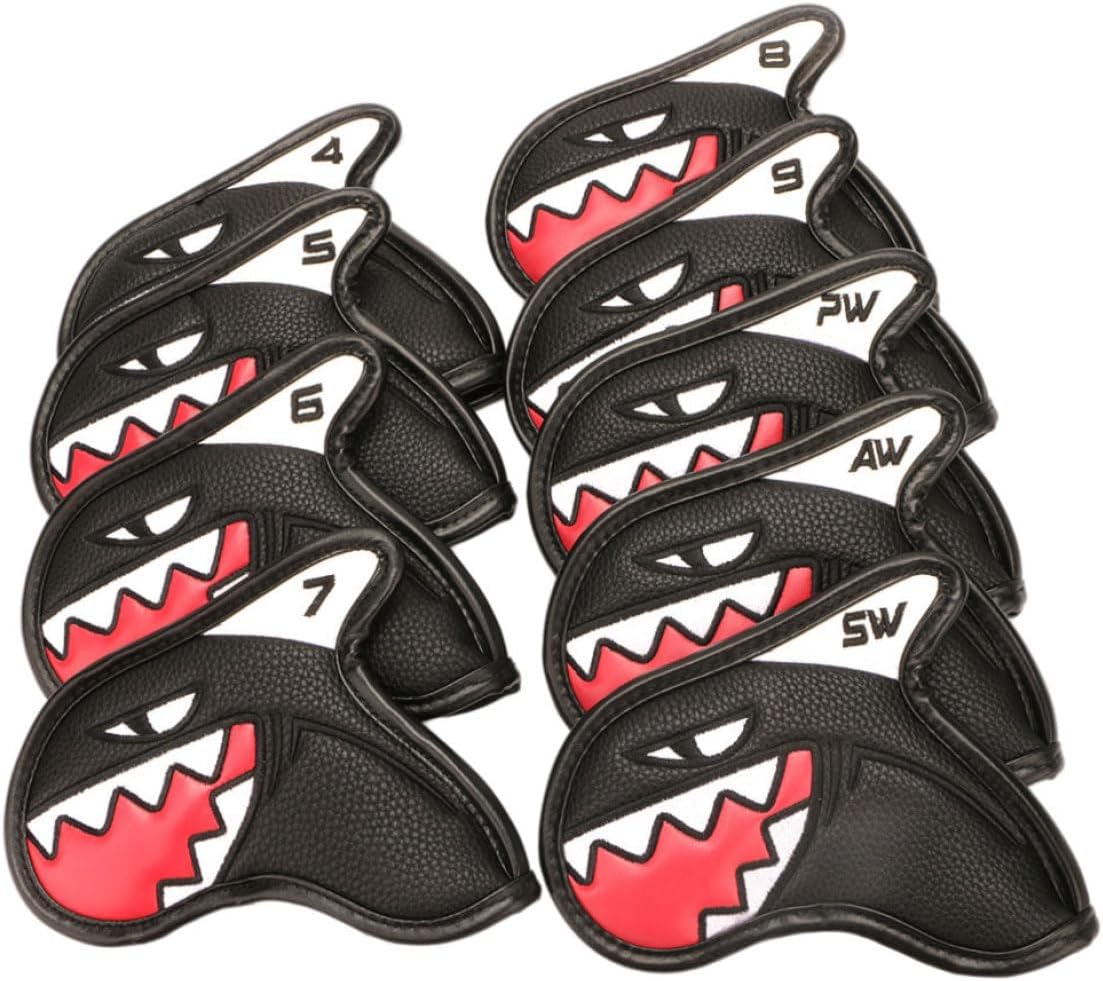 Muzrunq Golf Headcovers Shark Golf Iron Head Cover Clubs Protect Sleeve Golf Équipement de Golf 9pcs Noir