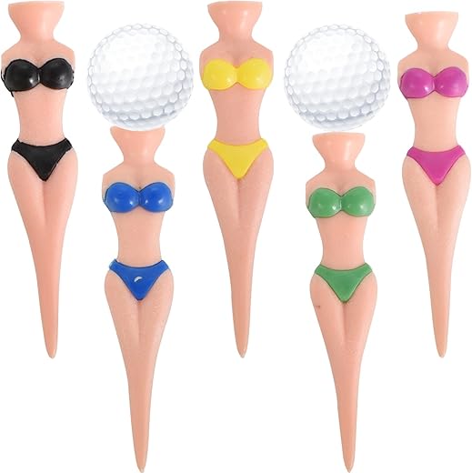 Tees de Golf Drôles Bikini 5 pièces 76 mm Tees de Golf Amusants pour Filles Tees de Golf en Plastique pour Hommes Femmes Entraînement de Golf Accessoires de Golf