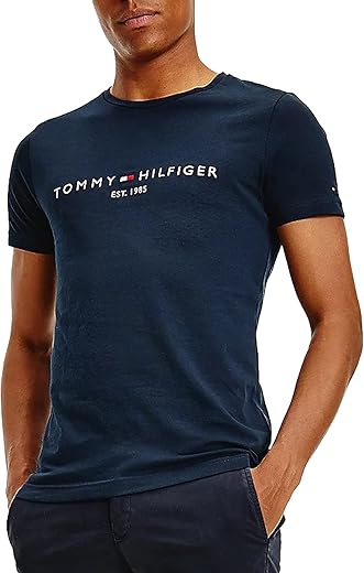 Tommy Hilfiger T-Shirt Manches Courtes Homme Core Tommy Logo Col Ras-du-Cou