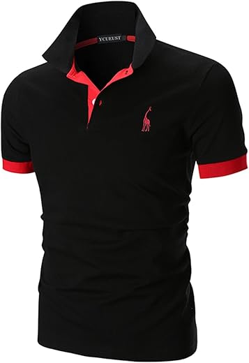 YCUEUST Hommes Cotton Basic Manche Courte Casual Polo Tennis Golf Poloshirt