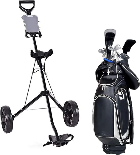 Chariot de golf pliant en fer à deux roues