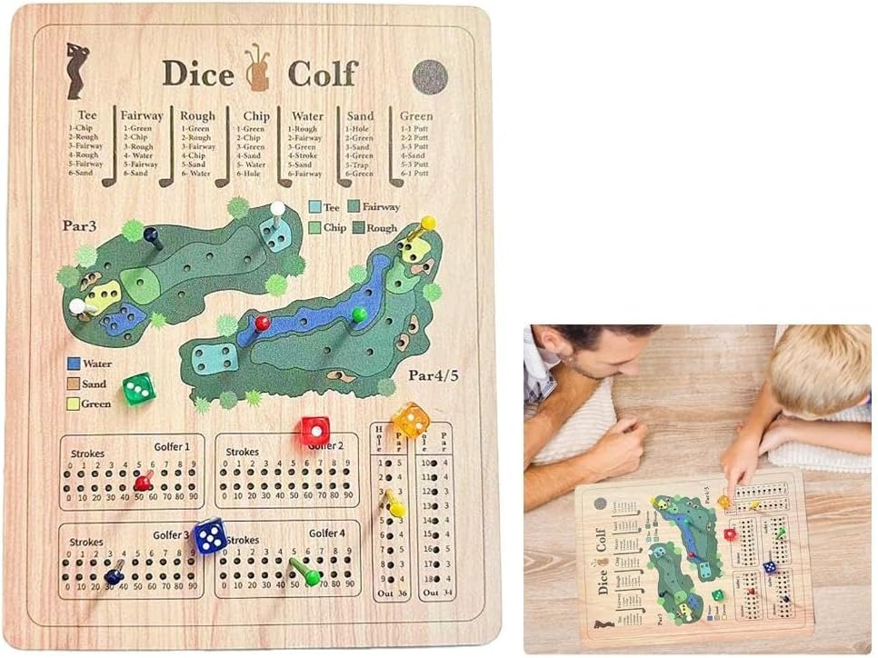Jeu de Dés de Golf en Bois
