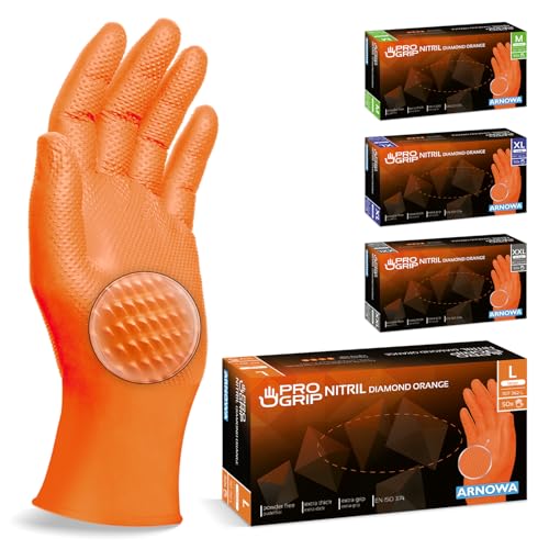 Gants nitrile PROGRIP diamantés L Orange