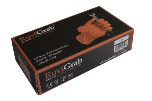 Gants nitrile Ruvigrab diamantés orange