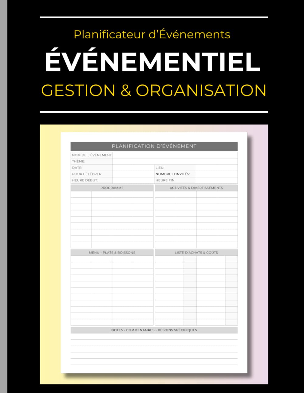 Planificateur d'événements 110 pages, cahier pratique