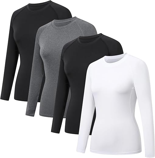 Pack 4 hauts compression manches longues