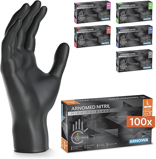Gants nitrile noirs jetables, haute résistance